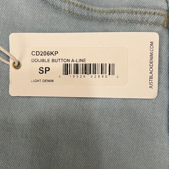 Just Black Denim Double Button A-Line Light Denim Rough Hem Skirt Size Small NEW - Picture 8 of 11